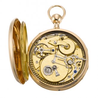 Swiss quarter repeating open faced musical pocket watch Circa 1820