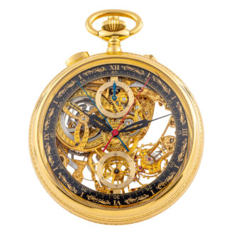 Swiss gold skeletonized split seconds chronograph Circa 1980