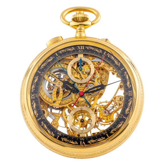Swiss gold skeletonized split seconds chronograph Circa 1980
