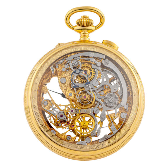 Swiss gold skeletonized split seconds chronograph Circa 1980 Swiss gold skeletonized split seconds chronograph Circa 1980