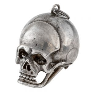 French silver skull form verge with concealed dial Circa 1660