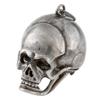 French silver skull form verge with concealed dial Circa 1660
