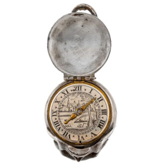 French silver skull form verge with concealed dial Circa 1660 French silver skull form verge with concealed dial Circa 1660