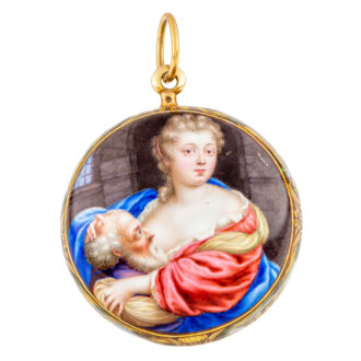 Swiss gold and enamel painted pair cased verge Circa 1760