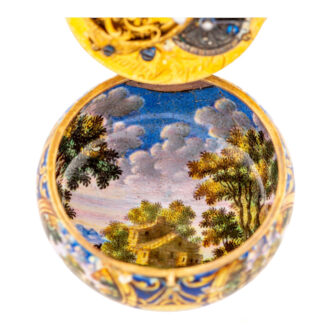 Italian 20k gold and enamel pair cased verge watch Circa 1700