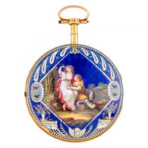 Swiss gold, enamel and diamond set verge watch Circa 1790