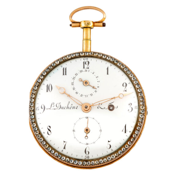 Swiss gold, enamel and diamond set verge watch Circa 1790 Swiss gold, enamel and diamond set verge watch Circa 1790