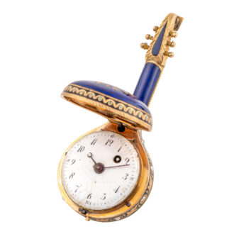 Austrian gold, enamel and pearl set form watch Circa 1810