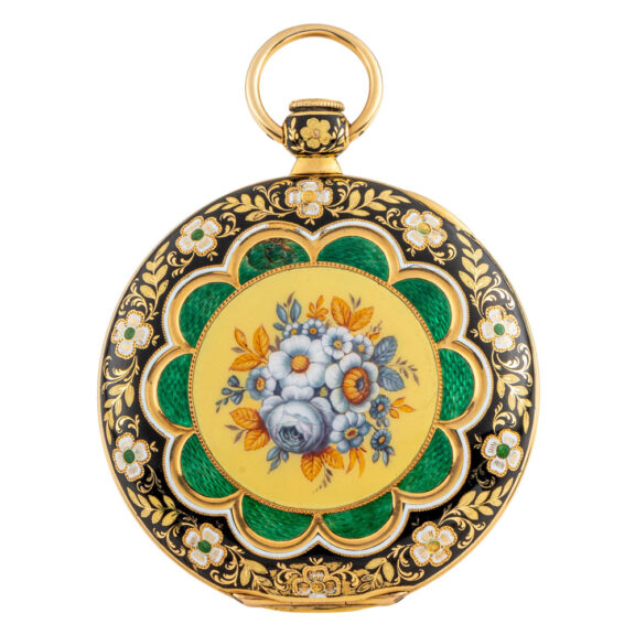 Gold and enamel cylinder for the Turkish market Circa 1830 Gold and enamel cylinder for the Turkish market Circa 1830