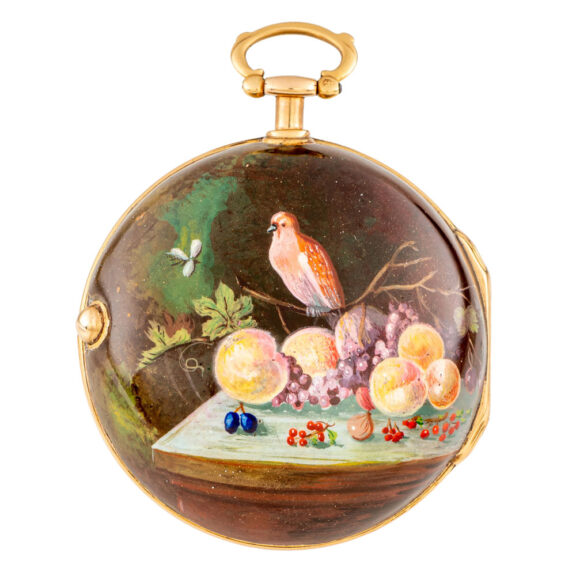 Fine English gold and enamel pair cased verge Circa 1760 Fine English gold and enamel pair cased verge Circa 1760