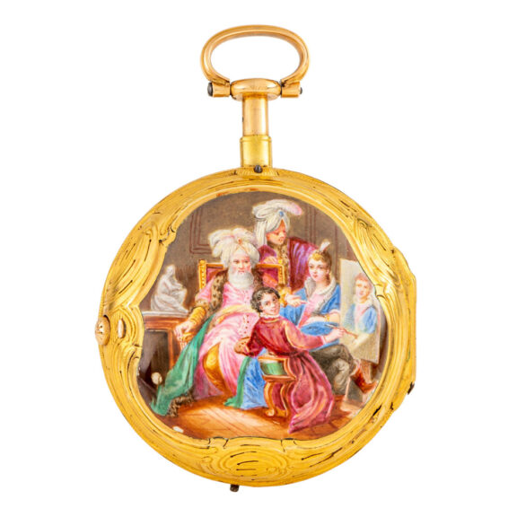 French gold and enamel quarter repeating verge Circa 1760 French gold and enamel quarter repeating verge Circa 1760