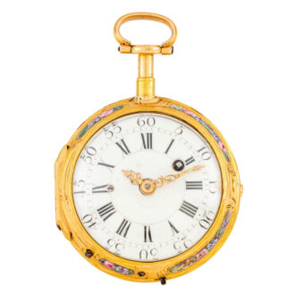 French gold and enamel quarter repeating verge Circa 1760 French gold and enamel quarter repeating verge Circa 1760