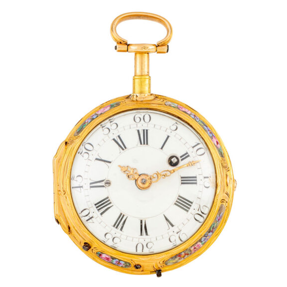 French gold and enamel quarter repeating verge Circa 1760 French gold and enamel quarter repeating verge Circa 1760