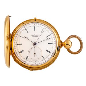 Danish gold hunting cased center seconds lever Circa 1860