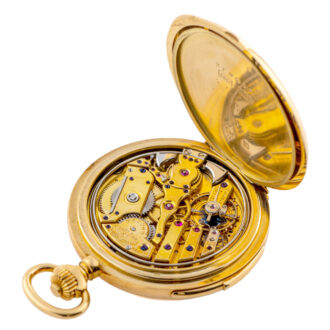 Swiss gold hunting cased minute repeating lever Circa 1890