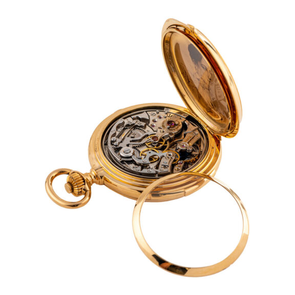 Swiss gold hunting-cased repeating chronograph Circa 1880 Swiss gold hunting-cased repeating chronograph Circa 1880