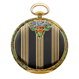 Very fine Swiss gold, enamel Art Deco dress watch Circa 1930