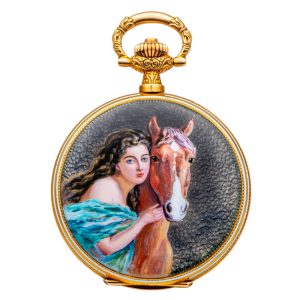 Swiss gold and enamel hunting cased lever watch Circa 1910