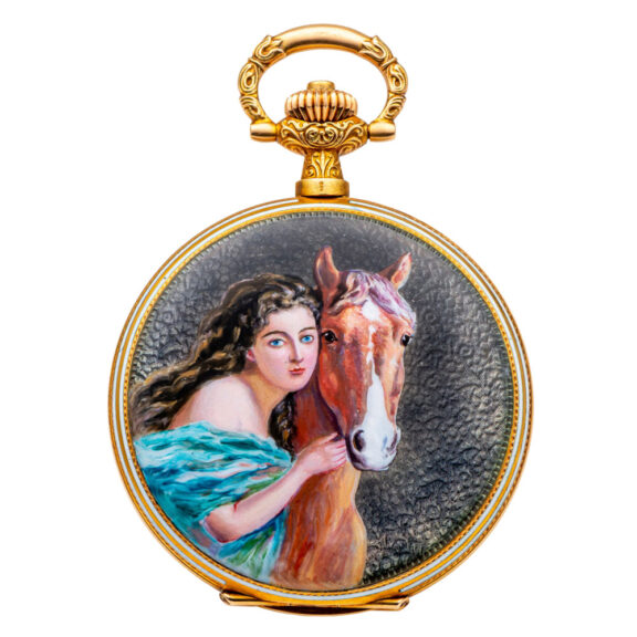 Swiss gold and enamel hunting cased lever watch Circa 1910