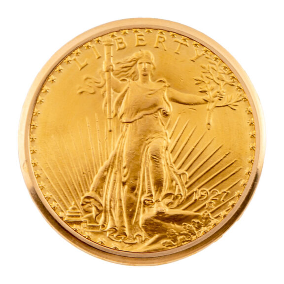 Fine Swiss 18k gold US Twenty Dollar coin watch Circa 1960 Fine Swiss 18k gold US Twenty Dollar coin watch Circa 1960