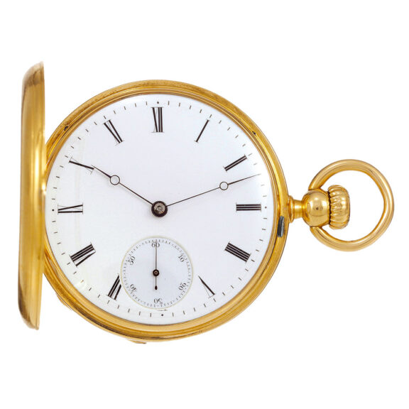 Very rare Swiss 18k gold hunting cased lever watch Circa 1860