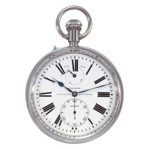 Swiss stainless steel deck watch with power reserve Circa 1943