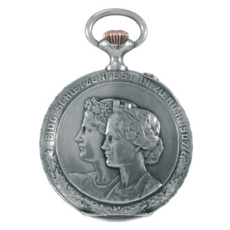 Swiss lever with niëllo-silver silver-gilt watch chain Circa 190