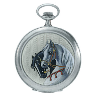 Thin Swiss silver painted on enamel dress watch Circa 1925