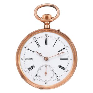 Fine Swiss 18k rose gold open faced lever watch Circa 1890