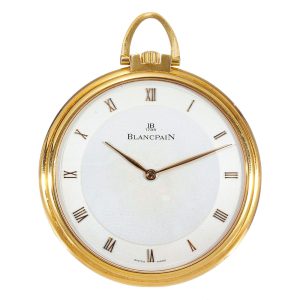 Swiss gold open faced lever with 18k gold chain Circa 1998
