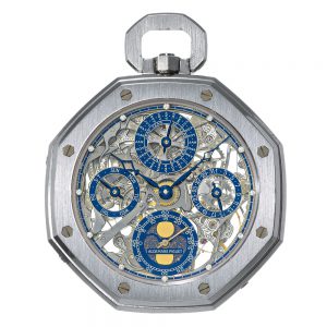 Platinum skeletonized lever with perpetual calendar Circa 1995
