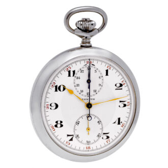 Swiss stainless steel open faced lever chronograph Circa 1925