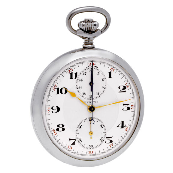 Swiss stainless steel open faced lever chronograph Circa 1925