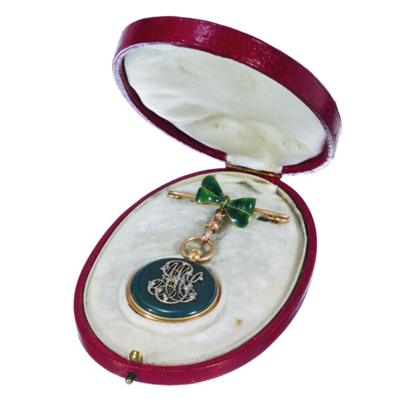 Fine French pendant watch with matching brooch Circa 1860 Fine French pendant watch with matching brooch Circa 1860