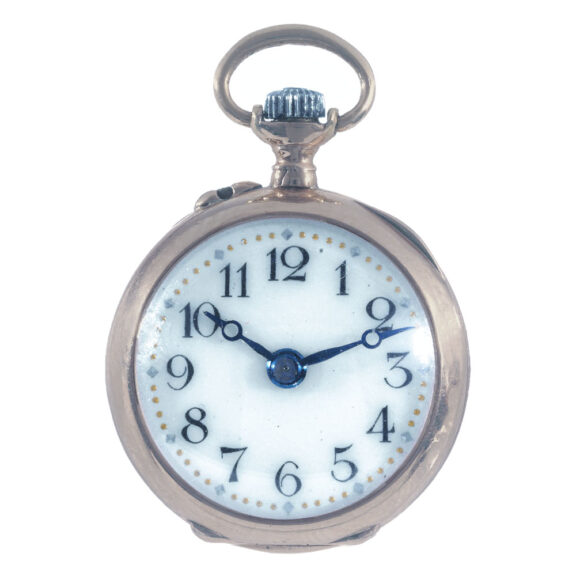 Swiss 18k gold miniature cylinder pendant watch Circa 1880