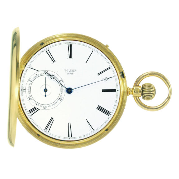 Thin English 18k gold hunting cased duplex watch Circa 1850