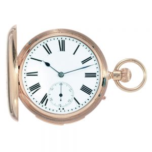 English gold hunting cased minute repeating lever Circa 1881