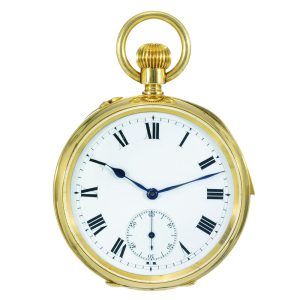 Swiss gold open faced minute repeating lever watch Circa 1915