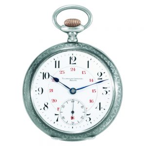 Swiss silver and gold lever watch with 24h dial Circa 1910