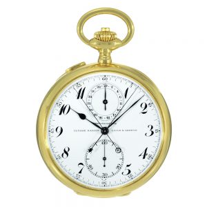 Swiss gold split seconds chronograph lever watch Circa 1915