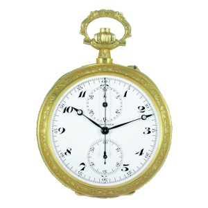 Very fine Swiss 18k gold lever chronograph watch Circa 1921