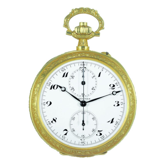 Very fine Swiss 18k gold lever chronograph watch Circa 1921