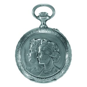 Swiss silver lever watch with cast high relief case Circa 1907