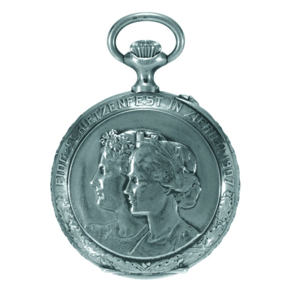 Swiss silver lever watch with cast high relief case Circa 1907