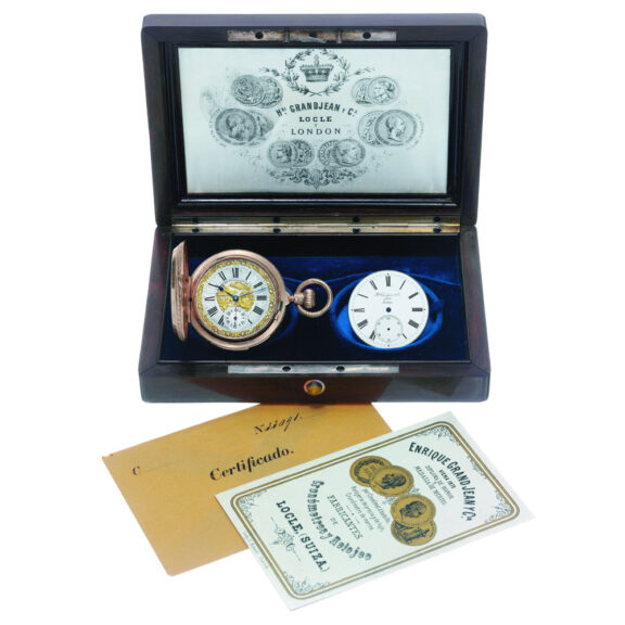 Swiss rose gold hunting cased repeating lever Circa 1880 Swiss rose gold hunting cased repeating lever Circa 1880