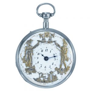 Swiss silver verge with automaton Jacquemarts Circa 1815