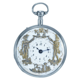 Swiss silver verge with automaton Jacquemarts Circa 1815