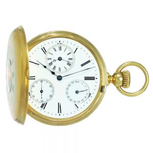 Swiss gold half hunting cased two time zone lever Circa 1868