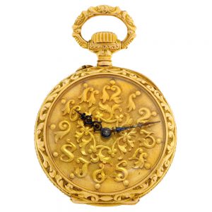 French 18k gold open faced lever pendant watch Circa 1910