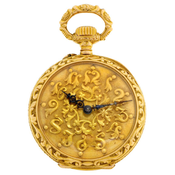 French 18k gold open faced lever pendant watch Circa 1910
